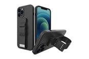 Mobile - Covers & Cases - Hurtel Rope Case Gel Case with a Chain lanyard Bag lanyard iPhone 13 Mini Black - 5907769329104
