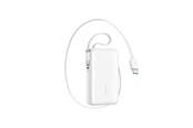 PowerBank - Joyroom JR-PR2 35W 10000mAh Power Bank with Retractable USB-C Cable and Built-in Lightning Cable - White PowerBank - Vit - 10000 mAh - JR-PR2 white