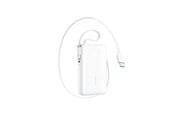 PowerBank - Joyroom JR-PR2L 10000mAh 35W Power Bank with Built-in Retractable USB-C Cable and Lightning Lanyard Cable - White PowerBank - Vit - 10000 mAh - JR-PR2L white
