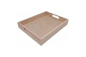 Träleksaker - Playwood Wooden Tray Straight Handle Straight Edge Rubberwood - SL088AA