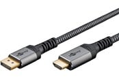 Displaykabel - Pro Diplayport- HDMI 2.0/2.1 - 1m - Grey - 4040849789649