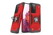 Mobile - Covers & Cases - Wozinsky Ring Armor Armored Hybrid Case Cover + Magnetic Holder Samsung Galaxy S22 Ultra Red - 9145576239803