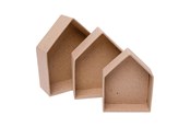 Konst- och hantverksmaterial - Colorations - Paper Mache Houses 3 pcs. - 46EN01