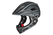Cykellampor - Wozinsky Fullface Children's Bicycle Helmet with USB Rear Light 52-56 cm - Grey - 5907769381010