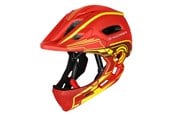 Cykellampor - Wozinsky Fullface Children's Bicycle Helmet with USB Rear Light 52-56 cm - Red-Yellow - 5907769381003