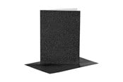 Block och Anteckningsböcker - Creativ Company Cards and Envelopes 10.5x15cm Glitter Black - 4 pcs. - 23027