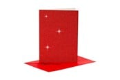 Block och Anteckningsböcker - Creativ Company Cards and Envelopes 10.5x15cm Glitter Red - 4 pcs. - 23025