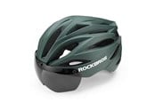 Cykeltillbehör - Rockbros Bike Helmet with Visor Detachable UV Protective Goggles Unisex - Green - 8386824304053