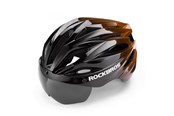 Cykeltillbehör - Rockbros Bike Helmet with Visor Detachable UV Protective Goggles Unisex - Black/Brown - 8386824304077