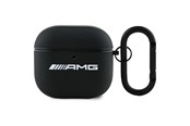 Mobile - Covers & Cases - Mercedes AMG Leather White Logo Case for AirPods 4 - Black / White - 3666339397463