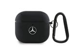 Mobile - Covers & Cases - Mercedes Leather Metal Logo Case for AirPods 4 - Black - 3666339397500