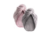Kropp & Hälsa - PARSA 2 x microfiber hårturban - Grå og rosa - P00002800-111
