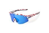 Cykeltillbehör - Rockbros Polarized Cycling Glasses with UV Protection and Corrective Insert Blue Lenses - USA Pattern - White - 8386824303766
