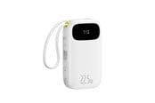 PowerBank - Baseus EnerFill FC31 10000mAh 22.5W Power Bank with Digital Display with 2 Built-in Cables - White PowerBank - Vit - 10000 mAh - P10082106213-00