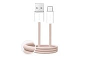 USB-kabel - Puro Fabrik 10W braided USB-A - USB-C 1.5m - beige - PUCAC10WFABK415MTBEG