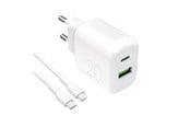 Mobile - Adapters & Chargers - Puro PROLITE 20W USB-A / USB-C Wall Charger + USB-C - USB-C 1.2m Cable - White - PUTCUSBAC20WDYKCCWHI