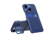 Mobile - Covers & Cases - Hurtel Leather Stand Case for iPhone 14 Cover Card Wallet with Stand Blue - 9145576269657