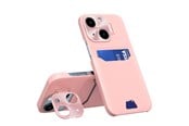 Mobile - Covers & Cases - Hurtel Leather Stand Case for iPhone 14 Plus Card Wallet Cover with Stand Pink - 9145576269671