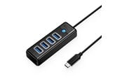 USB Hub - ORICO PW4U-C3 USB-C / 4x USB-A 3.0 Hub - Black USB Hub - USB 3.0 - 4 porte - Svart - PW4U-C3-015-BK-EP