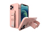 Mobile - Covers & Cases - Hurtel Rope Case Silicone Cover with Lanyard Purse Lanyard Strap for Xiaomi Redmi Note 11 Pro Pink - 5907769340468