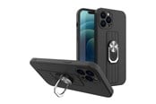 Mobile - Covers & Cases - Hurtel Ring Case silicone Case with a Finger Grip and stand for Samsung Galaxy A73 Black - 5907769341144