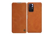 Mobile - Covers & Cases - Nillkin Qin Case Case for Xiaomi Redmi Note 11T 5G / Note 11S 5G / Note 11 5G (China) / Poco M4 Pro 5G Camera Cover Holster Cover Flip Case Brown - 6902048234956