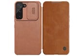 Mobile - Covers & Cases - Nillkin Qin Leather Pro Case Case for Samsung Galaxy S22+ (S22 Plus) Camera Cover Holster Cover Flip Case Brown - 6902048235540
