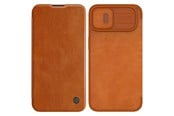 Mobile - Covers & Cases - Nillkin Qin Leather Pro Case iPhone 14 Plus Case Camera Cover Holster Cover Flip Case Brown - 6902048248984