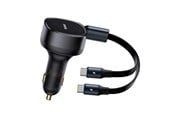 Mobile - Adapters & Chargers - Baseus Enjoyment Retractable 2-in-1 Car Charger C+C 33W Cluster Black - C00035506113-Z1