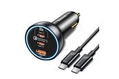 Mobile - Adapters & Chargers - Baseus 160W Car Charger with Qualcomm® Quick Charge™ 5 Technology 2xUSB-C 1xUSB-A - Gray - CGZX000013