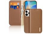 Mobile - Covers & Cases - Dux Ducis  Hivo Leather Flip Case Genuine Leather Cover Card & Document Wallet iPhone 14 Pro Brown - 6934913033036