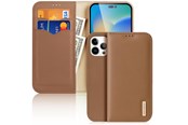 Mobile - Covers & Cases - Dux Ducis  Hivo Leather Flip Case Genuine Leather Cover Card & Document Wallet iPhone 14 Pro Max Brown - 6934913033067