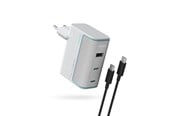 Mobile - Adapters & Chargers - CUKTECH AD1003EU 100W GaN 2x USB-C + USB-A Wall Charger with Cable - White - CKAD1003EUGW