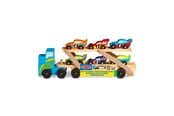 Leksaksbil - Melissa & Doug Wooden Vehicles Car Carrier Mega Race Car - 6073486