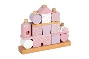 Babyleksaker - Small Foot - Wooden Stacking House Pink - 18pcs. - 12713