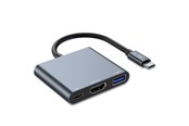 USB Hub - Tech-Protect V1 3in1 USB-C - USB-A 3.0 / USB-C PD 100W / HDMI 4K 30Hz - Grey USB Hub - USB 3.0 - 3 porte - Grey - 9490713935248