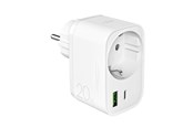 Övriga kablar - Puro 20W Power Delivery Charger with Schuko Plug and Socket 1x USB-C + 1x USB-A - White - PUTCSPUSBAC20WWHI
