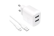 Mobile - Adapters & Chargers - Puro PROLITE 10W 2x USB-A wall charger + USB-A - USB-C cable 1.2m - white - PUTC2USBA10WDYKACWHI