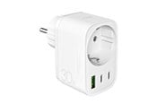 Övriga kablar - Puro 30W Power Delivery Charger with Schuko Plug and Socket 2x USB-C + 1x USB-A - White - PUTCSPUSBA2C30WWHI