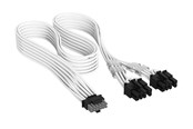 Strömkabel (intern) - Corsair Elite Premium Individually Sleeved PCIe 12V-2x6 to 2x 8-pin (6+2 split) - Vit - CP-8920436