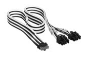 Strömkabel (intern) - Corsair Elite Premium Individually Sleeved PCIe 12V-2x6 to 2x 8-pin (6+2 split) - Svart / Vit - CP-8920437