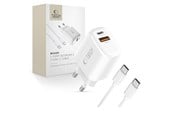 Mobile - Adapters & Chargers - Tech-Protect NCA30 PD 30W QC3.0 USB-A / USB-C + USB-C / USB-C Cable 100cm - White - 5906302318629