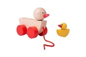 Babyleksaker - Bigjigs Wooden Pull Animal Duck with Chick - BJ770