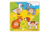 Pusselspel - Bigjigs Wooden My First Knob Puzzle Pets - 4 pcs. Trä - BJ224