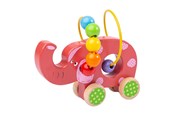 Babyleksaker - Bigjigs Wooden Push Elephant with Bead Spiral - BB071