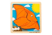 Babyleksaker - Bigjigs Wooden Shape Puzzle Pterodactyl - 4 pcs. - 38034