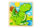 Babyleksaker - Bigjigs Wooden Shape Puzzle T-Rex - 4 pcs. - 38036