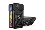 Mobile - Covers & Cases - Hurtel Hybrid Armor Camshield Case for Vivo Y16 / Vivo Y02s Armored Case with Camera Cover Black - 9145576273036