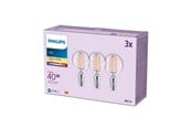 Glödlampor - Philips LED-glödlampa P45 4,3W/827 (40W) Clear 3-pack E14 - 929001890493