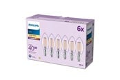 Glödlampor - Philips LED-glödlampa B35 3,4W/827 (40W) Clear 6-pack E14 - 929004589663